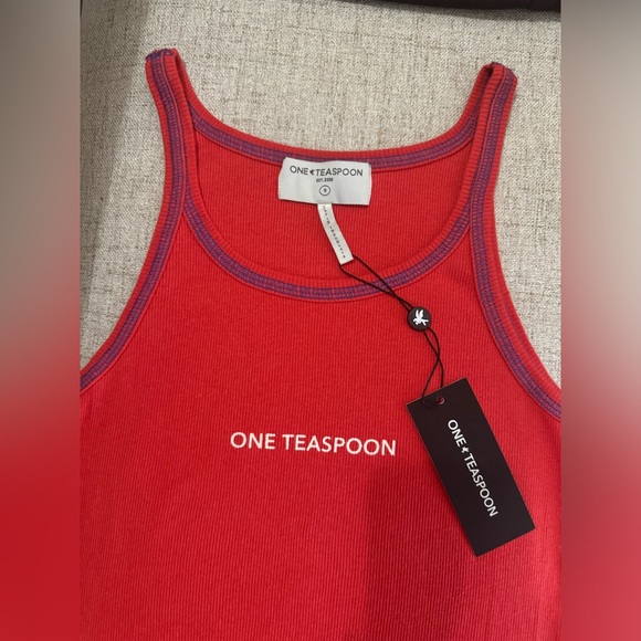 NEW OneTeaspoon ONE TEASPOON Womens Regal Red Singlet 100 %cotton Size S - Picture 5 of 10